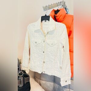 Blank NYC Distressed White Textured Jean Jacket size XS